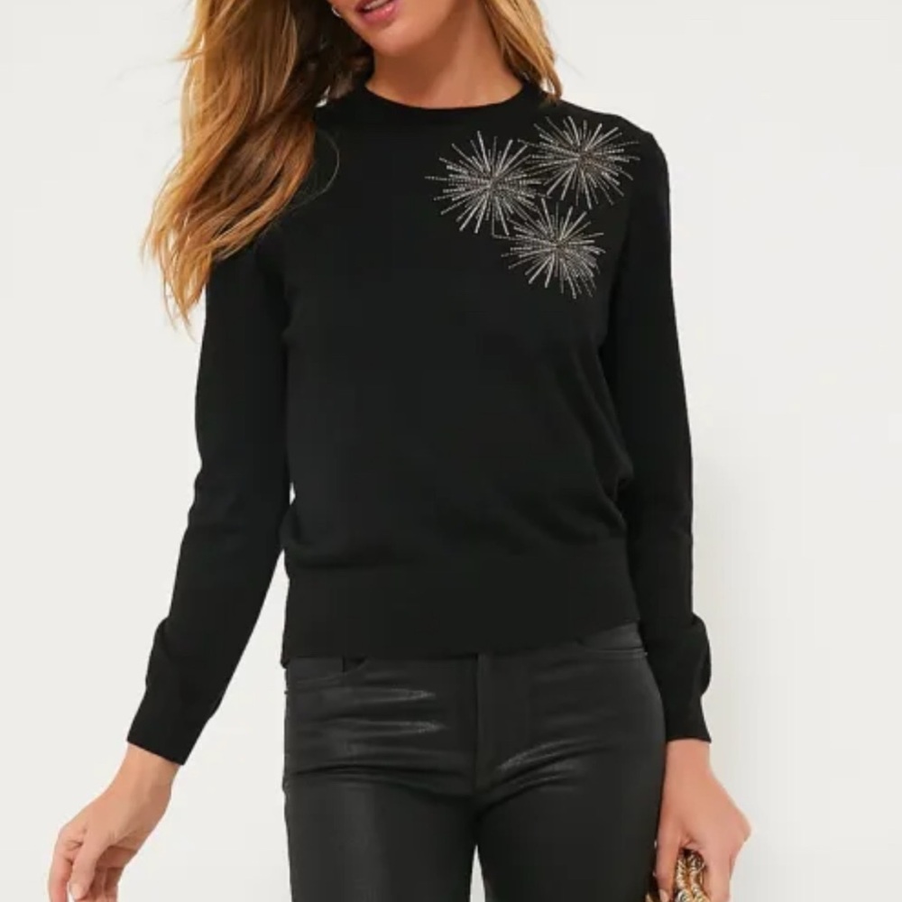 Tuckernuck Black Sunburst Embellished Riley Sweater - Picture 1 of 10